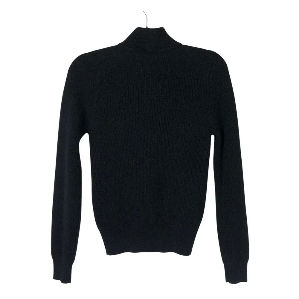 Ann Taylor Womens Cashmere Ribbed Turtleneck Sweater‎ Size XS Black Luxury